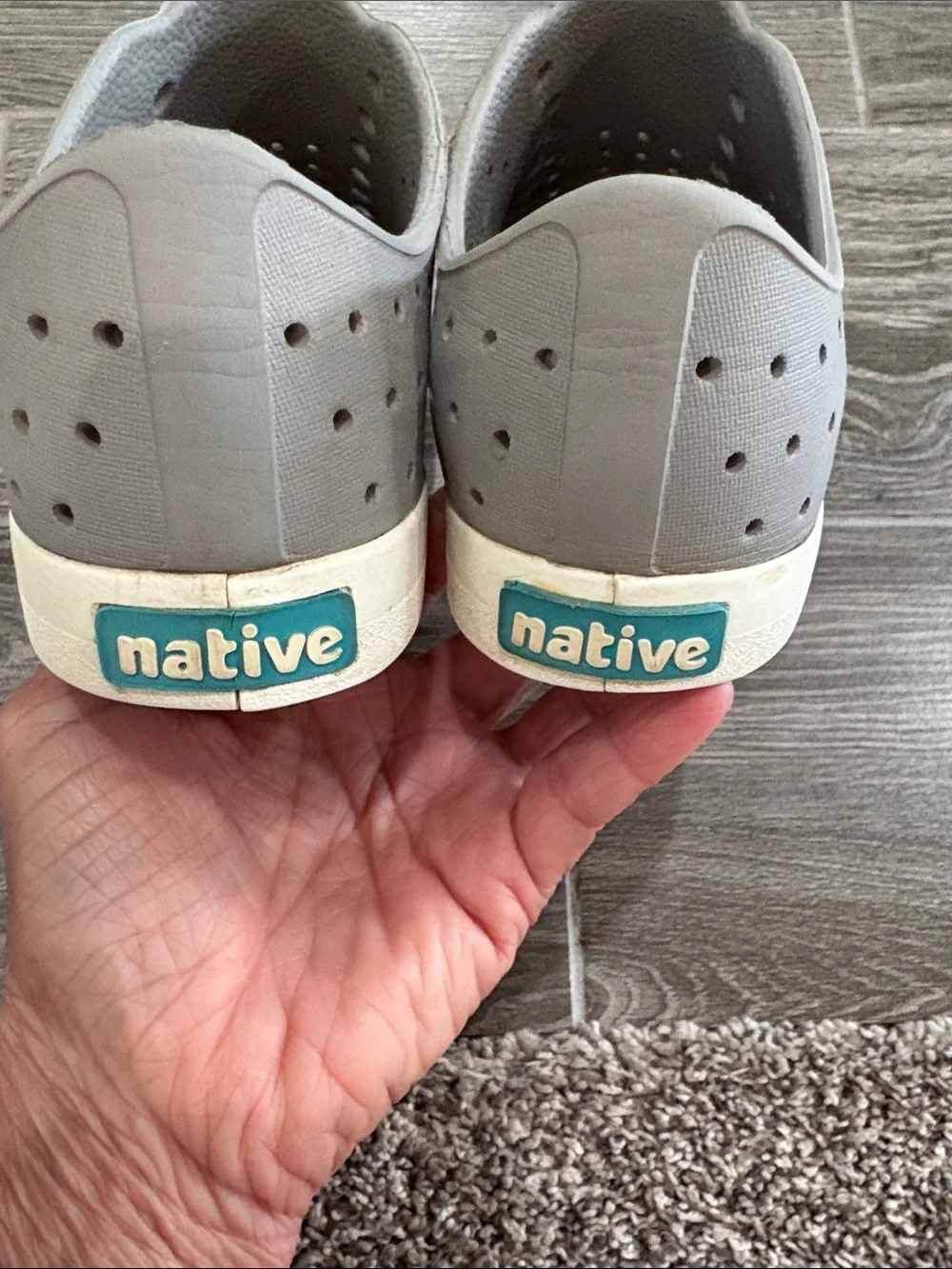 Native Jefferson Slip-On Sneakers in Grey with White Toe